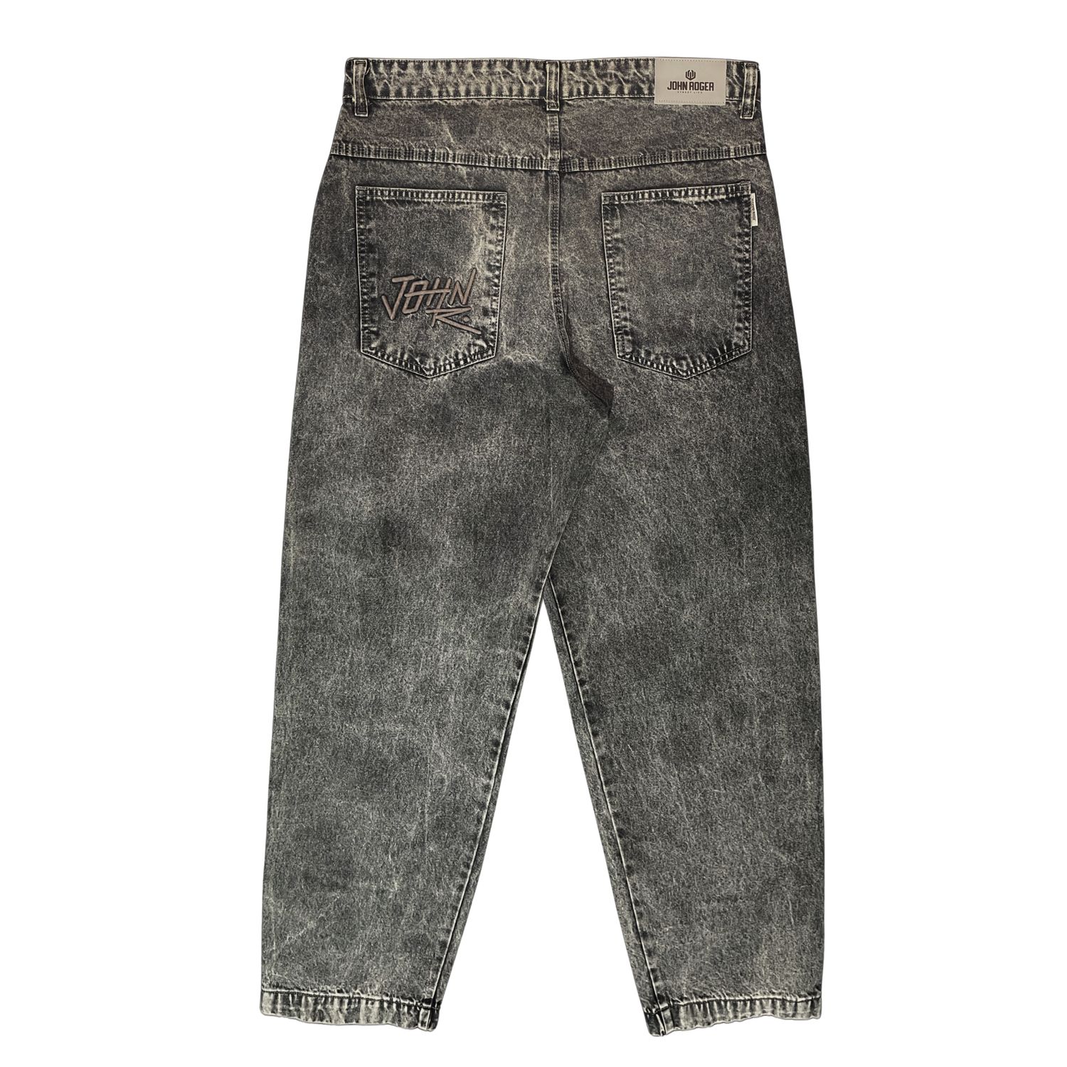 CALÇA BAGGY JEANS CÓZ OVERSIZED BORDADO JOHN ROGER - BLACK SUJINHO