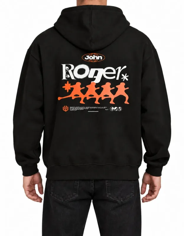 MOLETOM BOXY ZÍPER JOHN ROGER RUN - PRETO