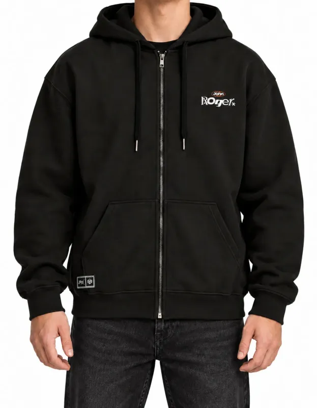 MOLETOM BOXY ZÍPER JOHN ROGER RUN - PRETO