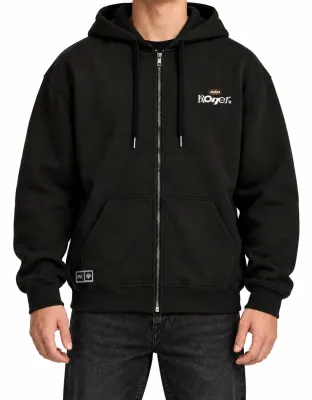 MOLETOM BOXY ZÍPER JOHN ROGER RUN - PRETO