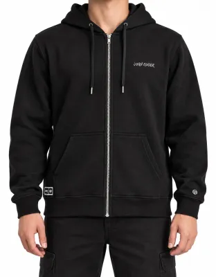 MOLETOM ZÍPER REGULAR BORDADO JOHN ROGER - PRETO
