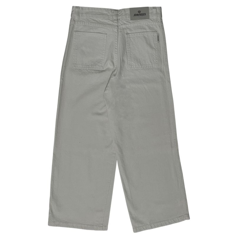 CALÇA FEMININA WIDE LEG SARJA JOHN ROGER - OFF WHITE