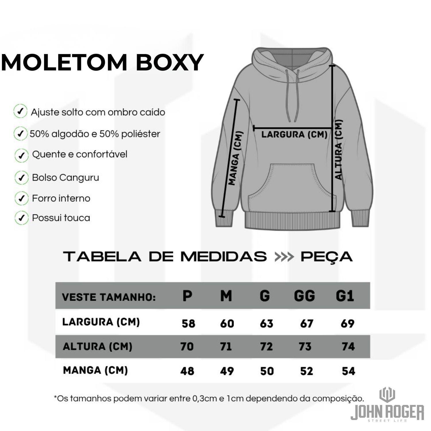MOLETOM BOXY FEMININO ZÍPER BORDADO JOHN ROGER - PRETO