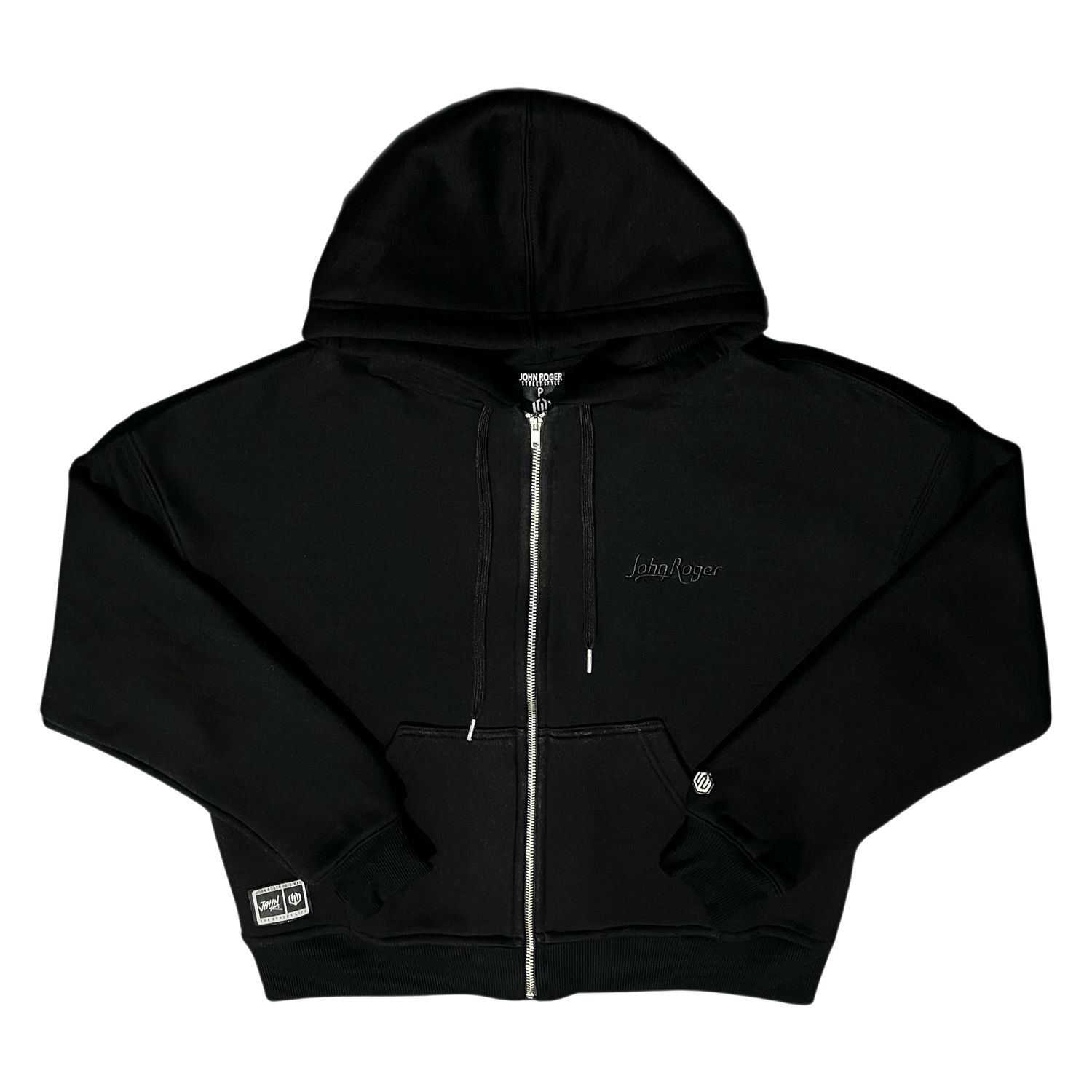 MOLETOM BOXY FEMININO ZÍPER BORDADO JOHN ROGER - PRETO