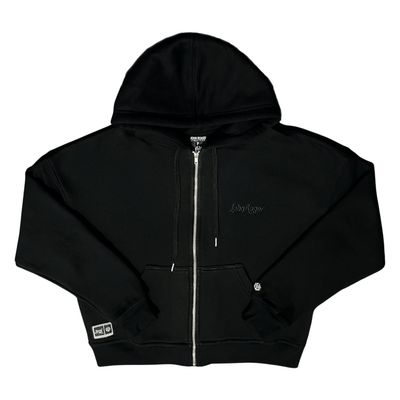 MOLETOM BOXY FEMININO ZÍPER BORDADO JOHN ROGER - PRETO