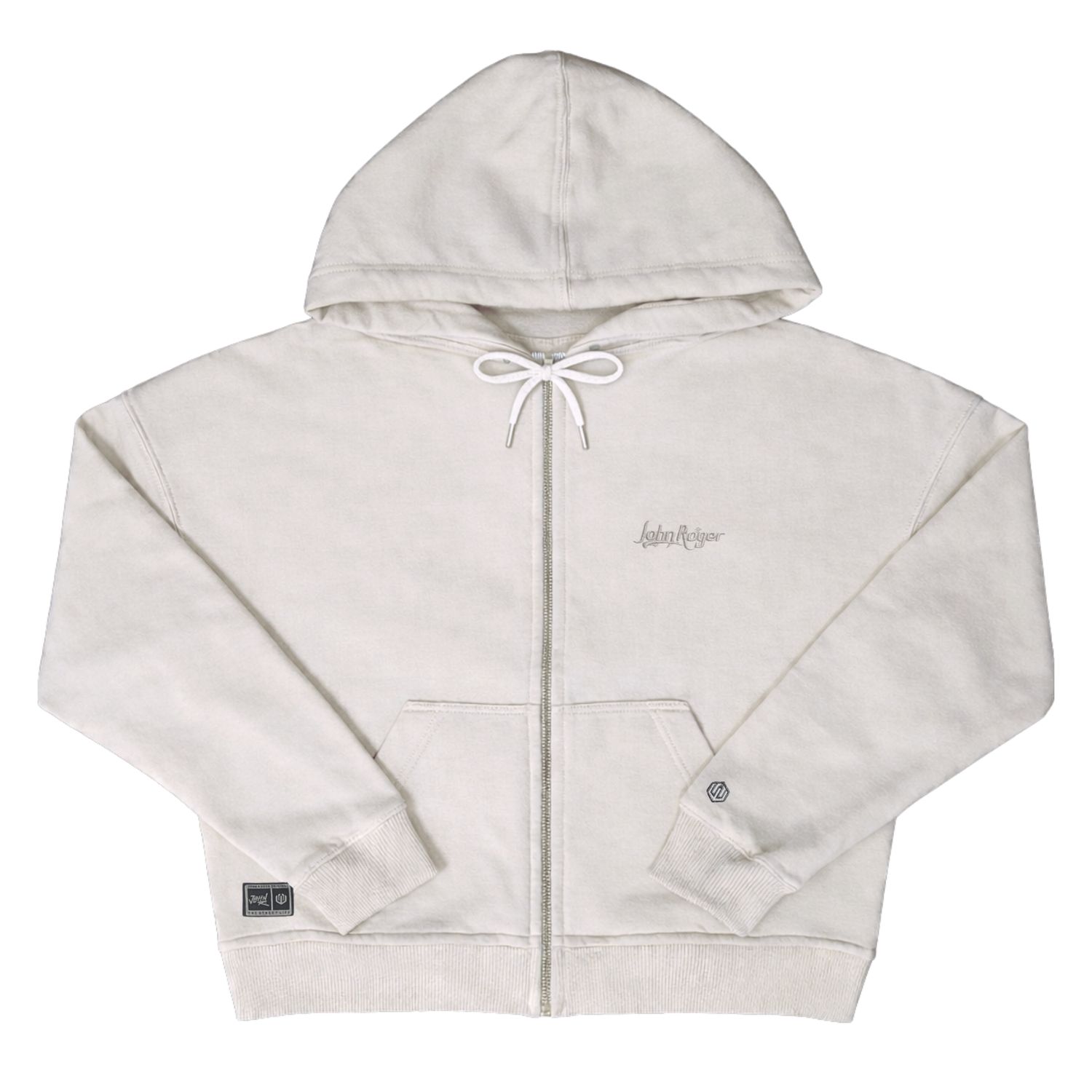 MOLETOM BOXY FEMININO ZÍPER BORDADO JOHN ROGER - OFF WHITE