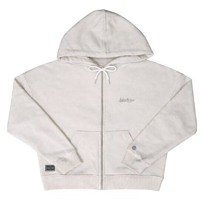 MOLETOM BOXY FEMININO ZÍPER BORDADO JOHN ROGER - OFF WHITE