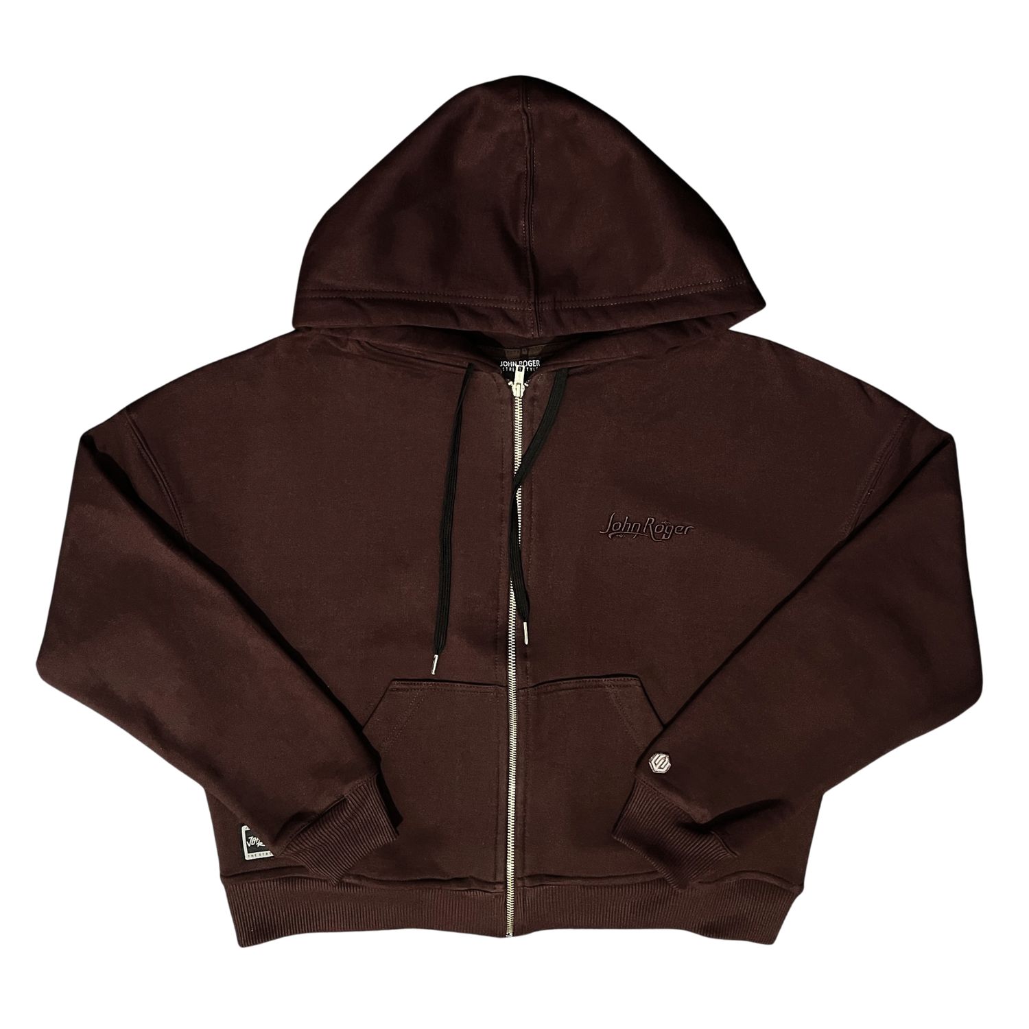 MOLETOM BOXY FEMININO ZÍPER BORDADO JOHN ROGER - MARROM