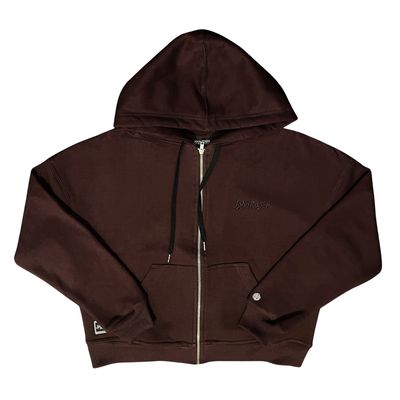 MOLETOM BOXY FEMININO ZÍPER BORDADO JOHN ROGER - MARROM