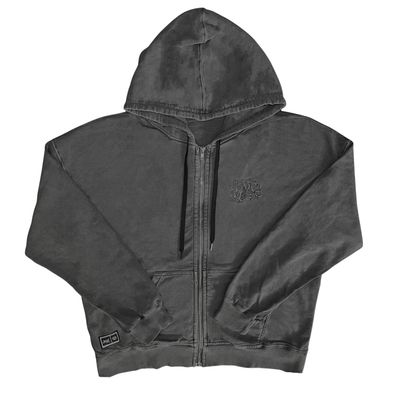 MOLETOM BOXY ZÍPER TINTURADO JOHN ROGER - CINZA