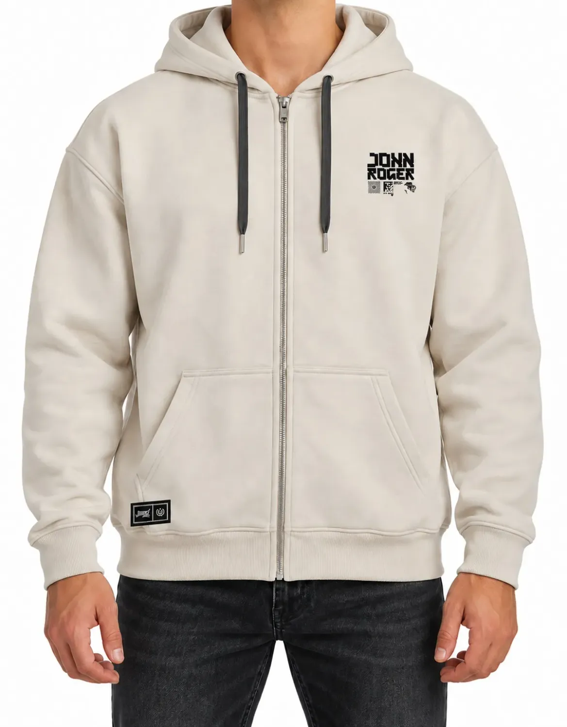 MOLETOM BOXY ZÍPER JOHN ROGER CODE - OFF WHITE