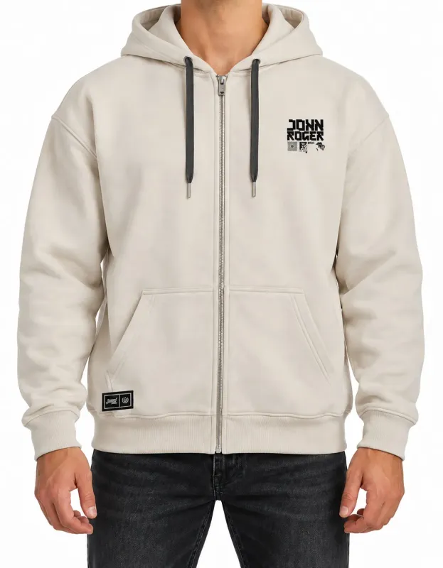 MOLETOM BOXY ZÍPER JOHN ROGER CODE - OFF WHITE