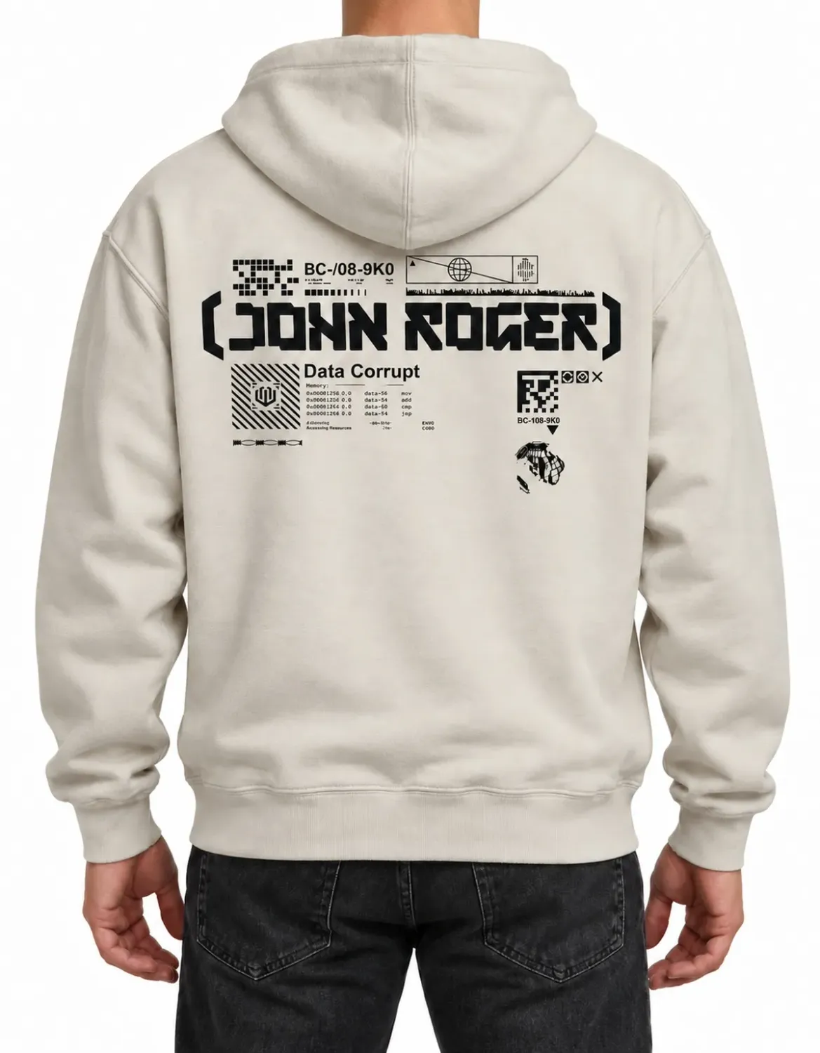 MOLETOM BOXY ZÍPER JOHN ROGER CODE - OFF WHITE