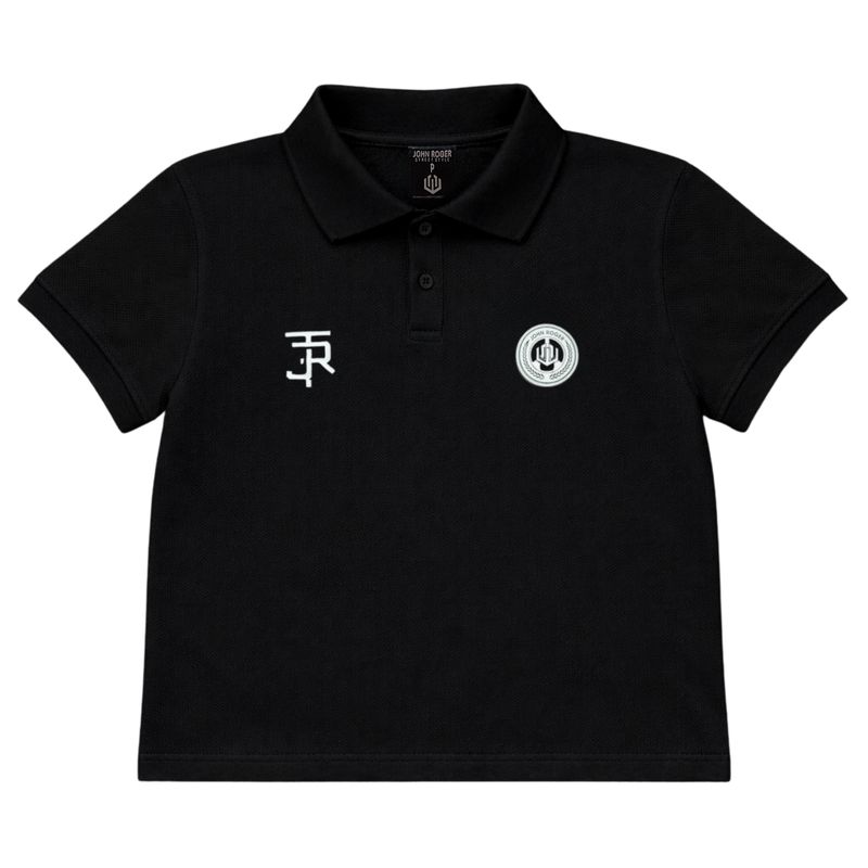POLO CROPPED PIQUET JOHN ROGER - PRETO