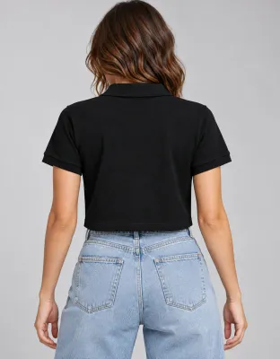 POLO CROPPED PIQUET JOHN ROGER - PRETO