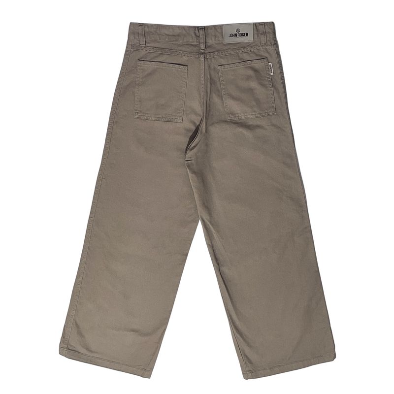 CALÇA FEMININA WIDE LEG SARJA JOHN ROGER - CAQUI