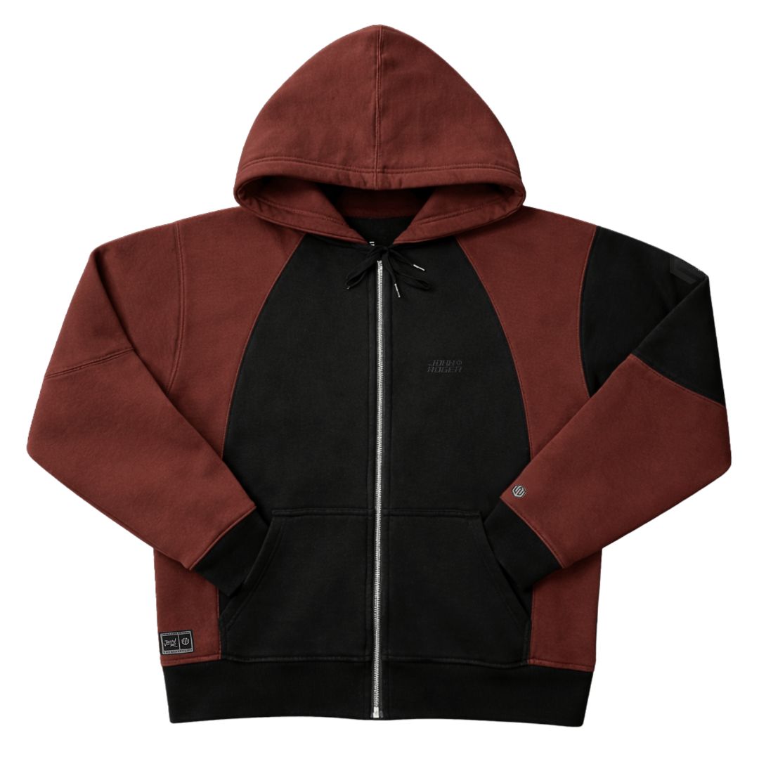 MOLETOM BOXY ZÍPER RECORTE JOHN ROGER - PRETO/MARROM