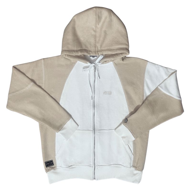 MOLETOM BOXY ZÍPER RECORTE JOHN ROGER - OFF WHITE