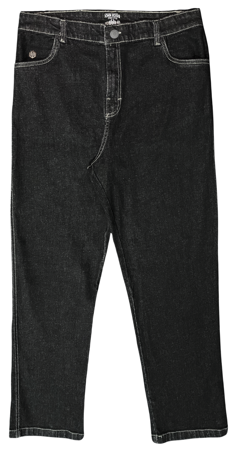 CALÇA REGULAR JEANS STRETCH JOHN ROGER - BLACK STOEND