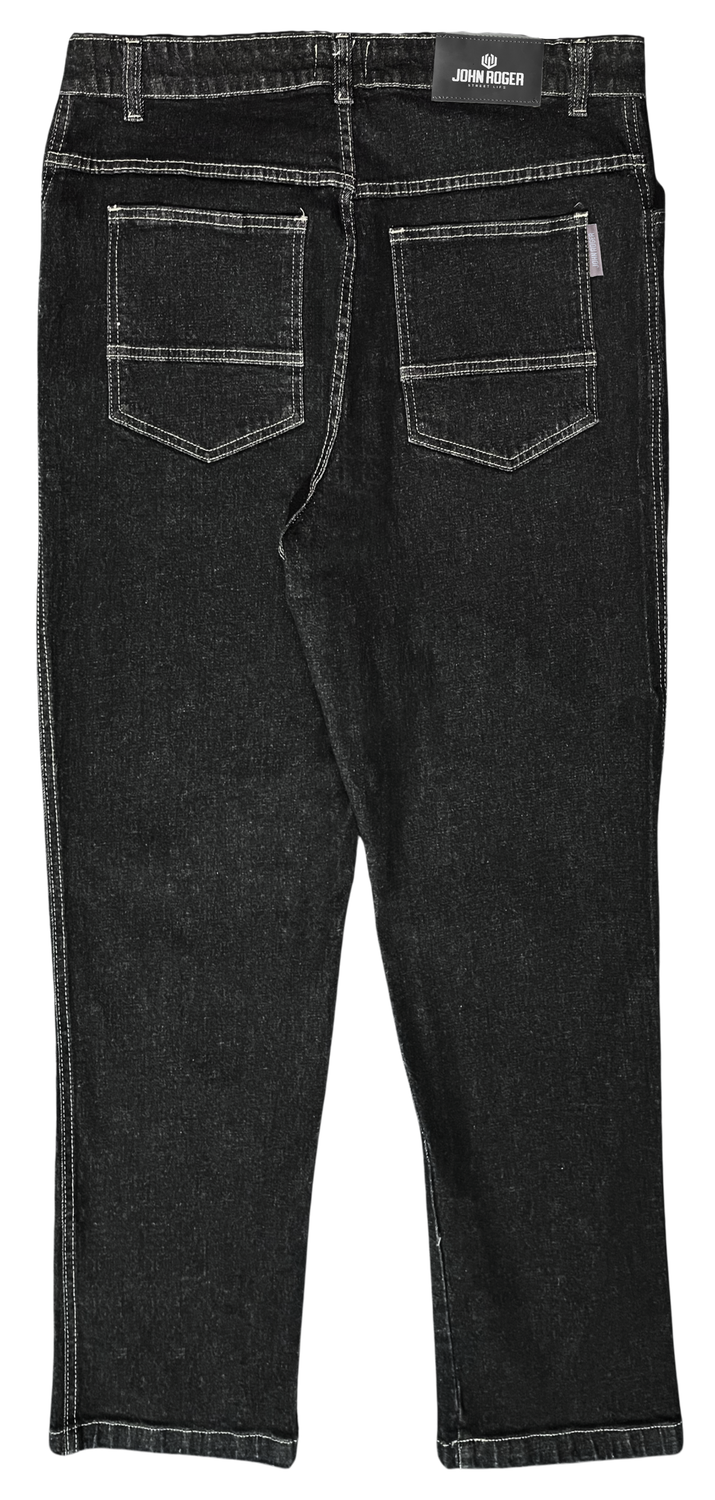 CALÇA REGULAR JEANS STRETCH JOHN ROGER - BLACK STOEND
