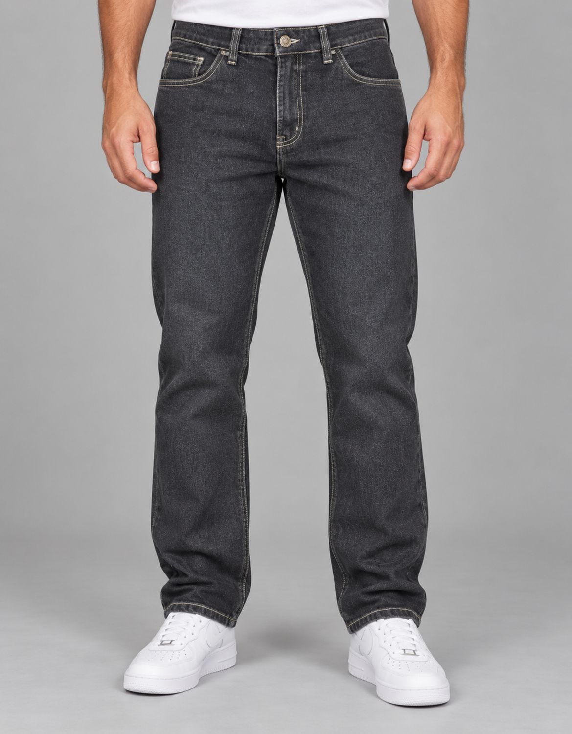 CALÇA REGULAR JEANS STRETCH JOHN ROGER - BLACK STONED