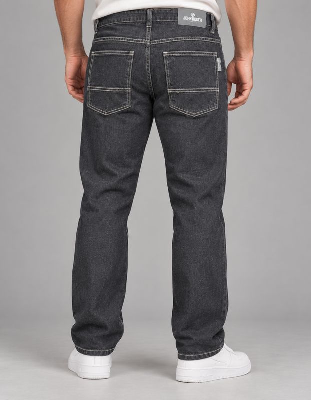 CALÇA REGULAR JEANS STRETCH JOHN ROGER - BLACK STONED