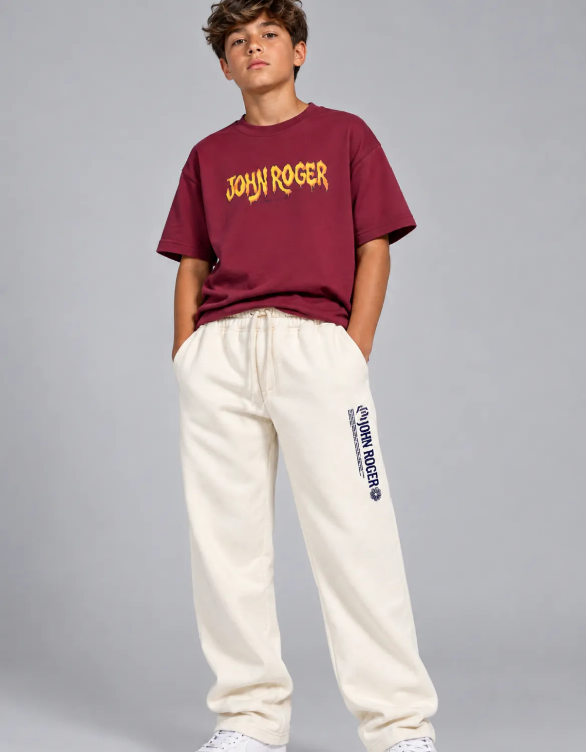 CALCA MOLETOM JUVENIL JOHN ROGER COPY - OFF WHITE