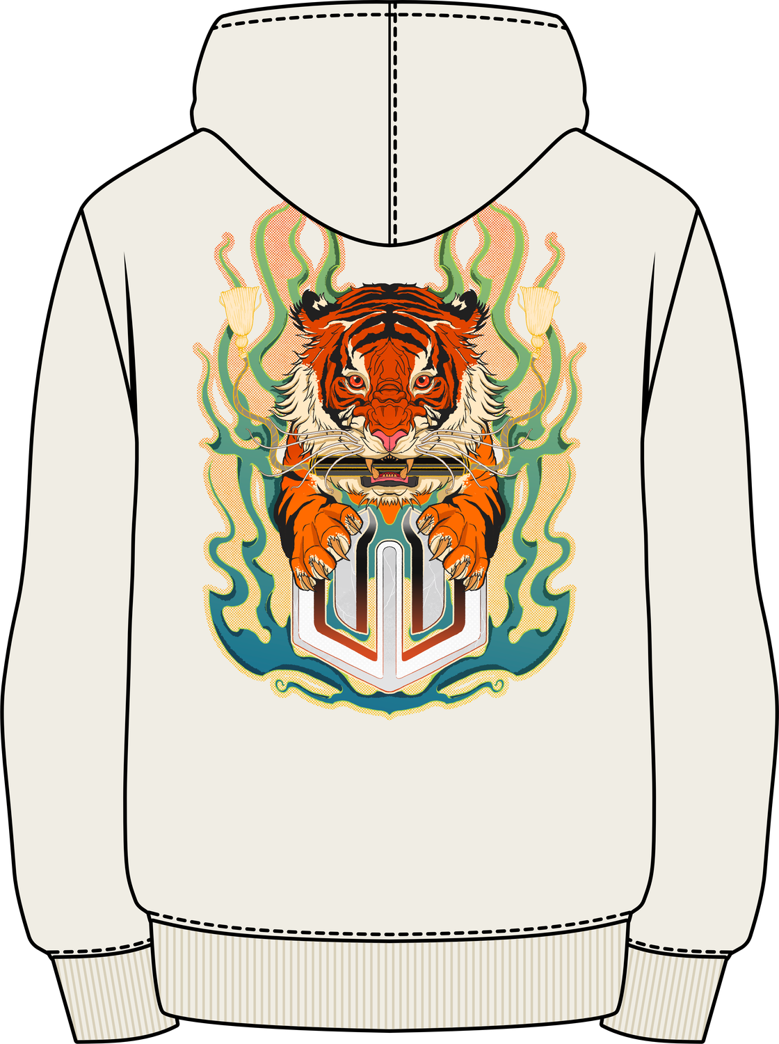 MOLETOM CANGURU TIGER - OFF WHITE