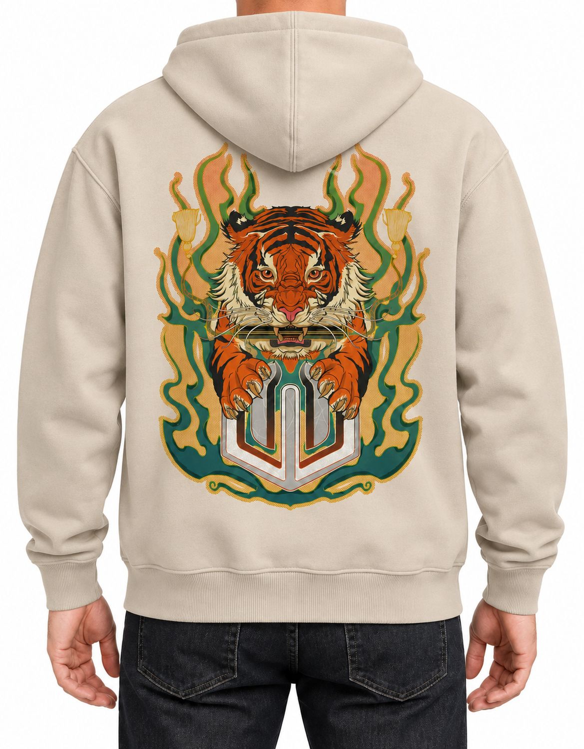 MOLETOM CANGURU TIGER - OFF WHITE