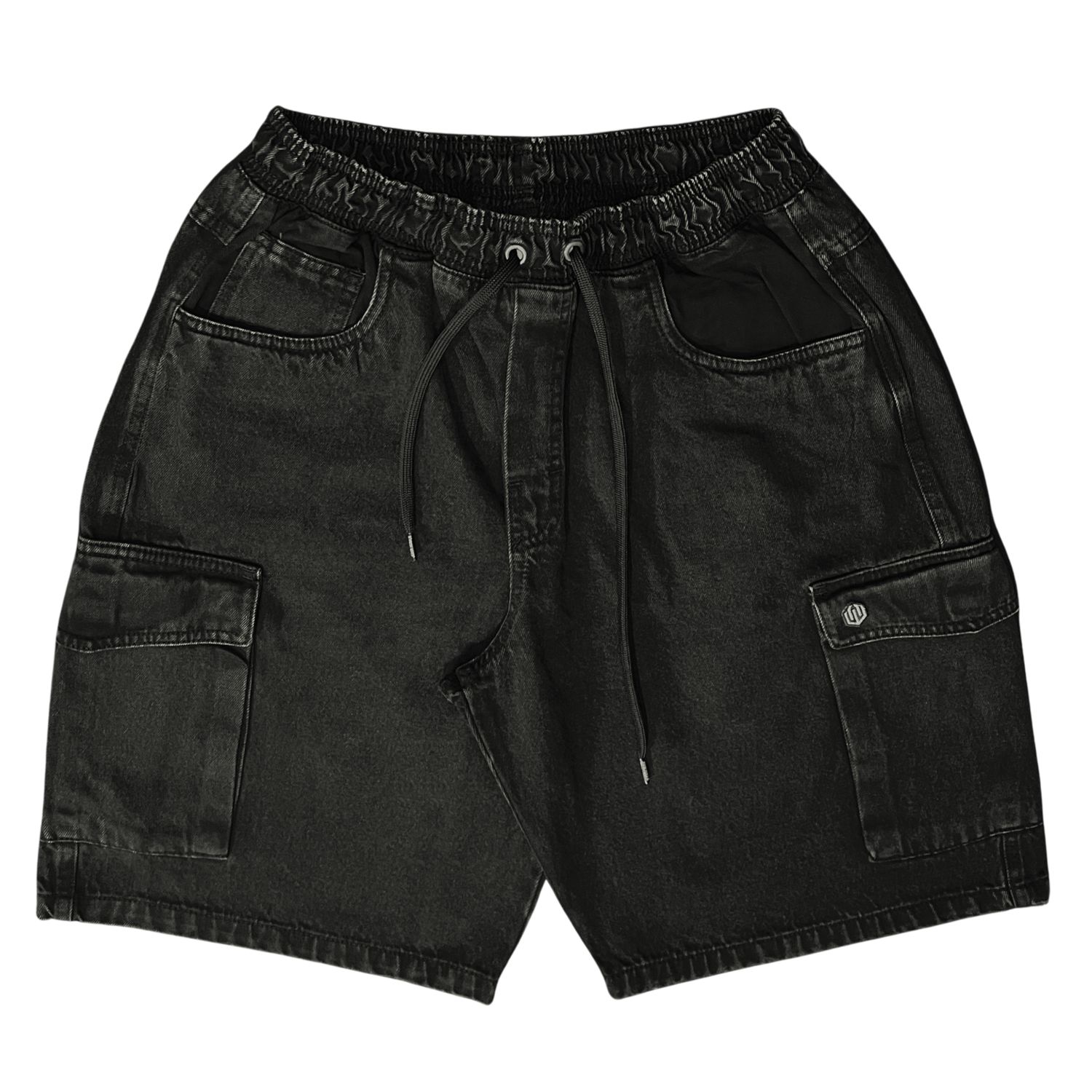 BERMUDA BAGGY CARGO JEANS JOHN ROGER - BLACK STONED