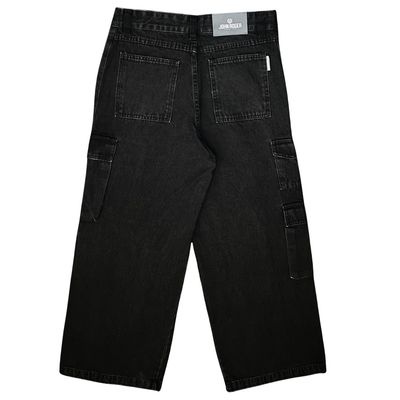 CALÇA FEMININA CARGO JEANS WIDE LEG JOHN ROGER - BLACK