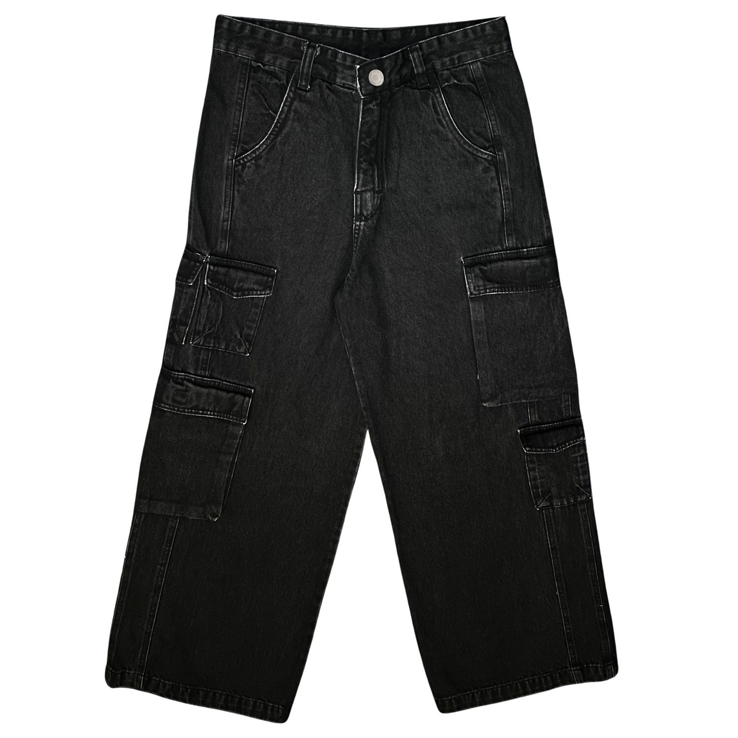 CALÇA FEMININA CARGO JEANS WIDE LEG JOHN ROGER - BLACK