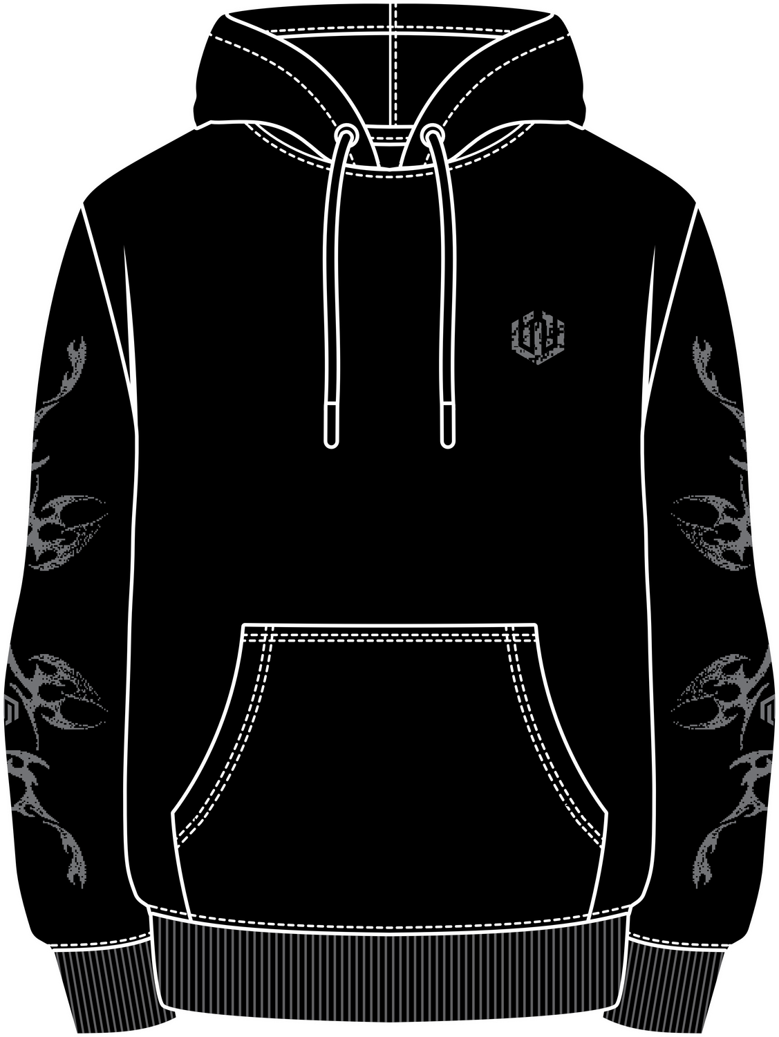 MOLETOM CANGURU PIXEL TRIBAL - PRETO