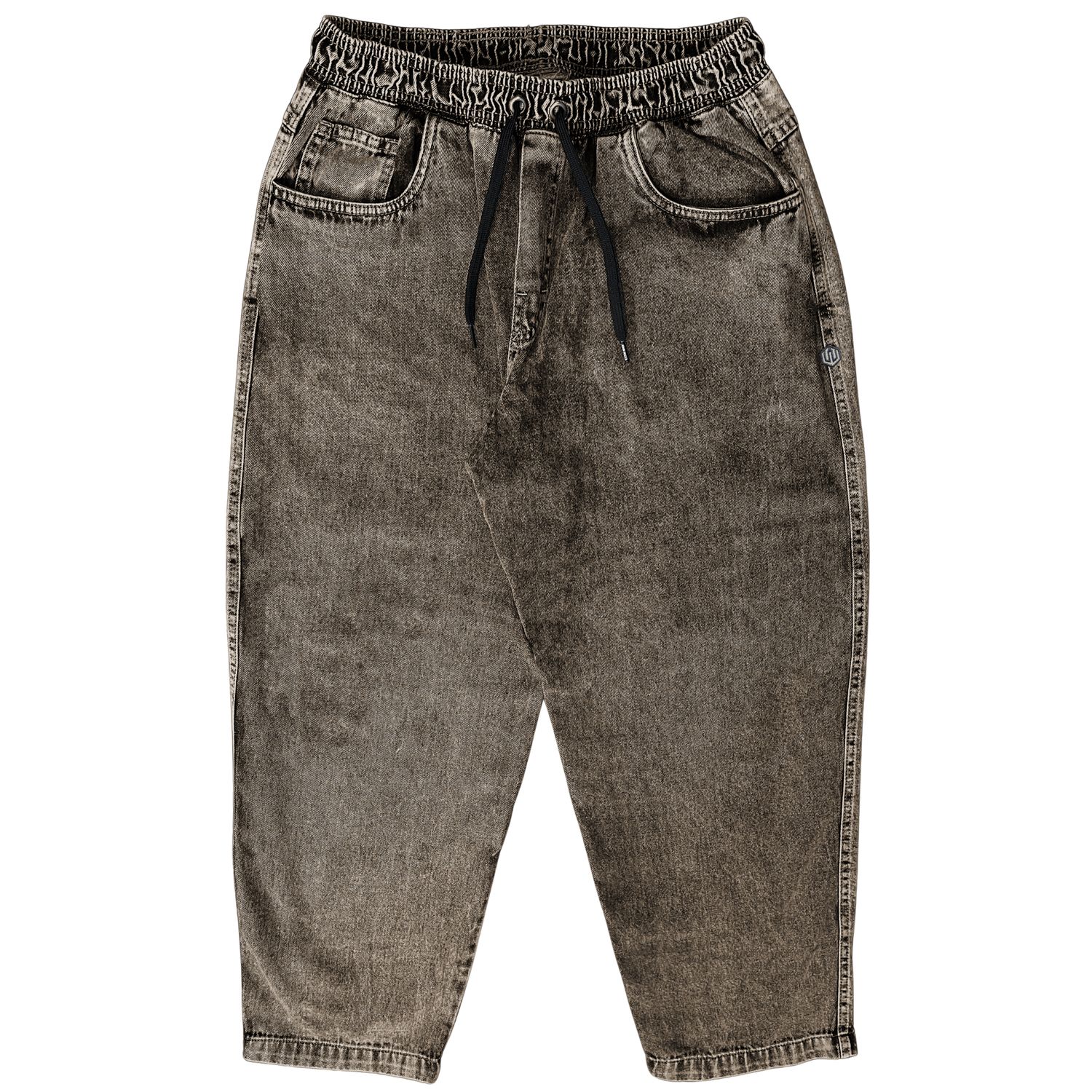 CALÇA BAGGY ELASTICO JEANS BORDADO JOHN ROGER - BLACK SUJINHO