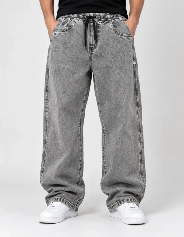 CALÇA BAGGY ELASTICO JEANS BORDADO JOHN ROGER - BLACK SUJINHO