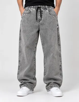 CALÇA BAGGY ELASTICO JEANS BORDADO JOHN ROGER - BLACK SUJINHO