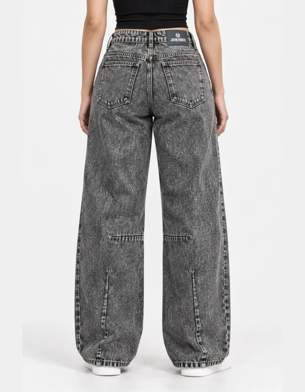 CALÇA FEMININA JEANS BARREL JOHN ROGER - BLACK MARMORIZADO