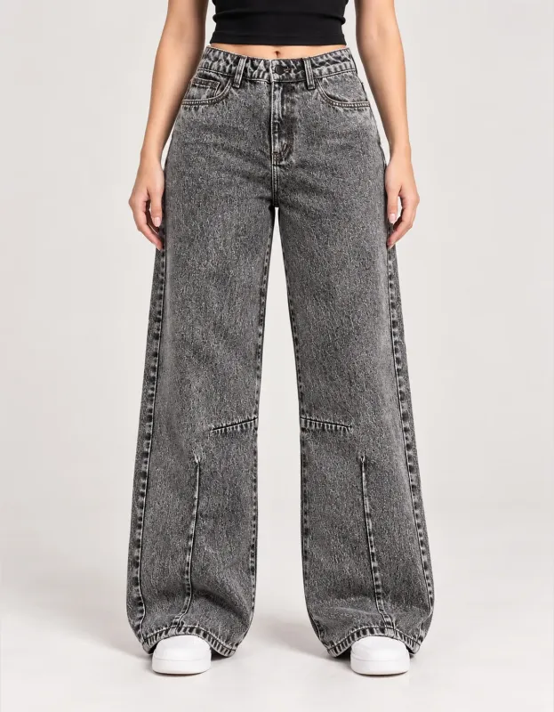 CALÇA FEMININA JEANS BARREL JOHN ROGER - BLACK MARMORIZADO
