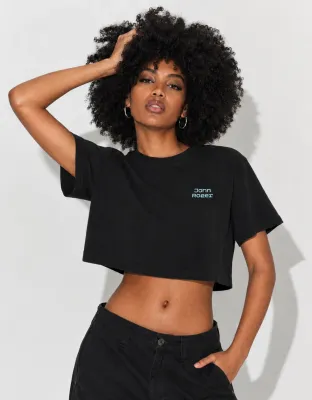CROPPED OVERSIZED BASIC LIGHT JOHN ROGER GLITCH - PRETO