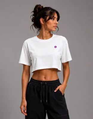 CROPPED OVERSIZED BASIC LIGHT LOGO JR - OFF WHITE