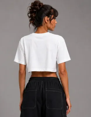 CROPPED OVERSIZED BASIC LIGHT LOGO JR - OFF WHITE