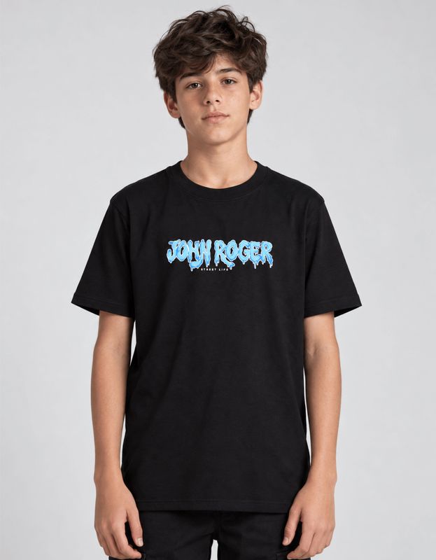 CAMISETA JUVENIL BASIC LIGHT DRIPPY - PRETO