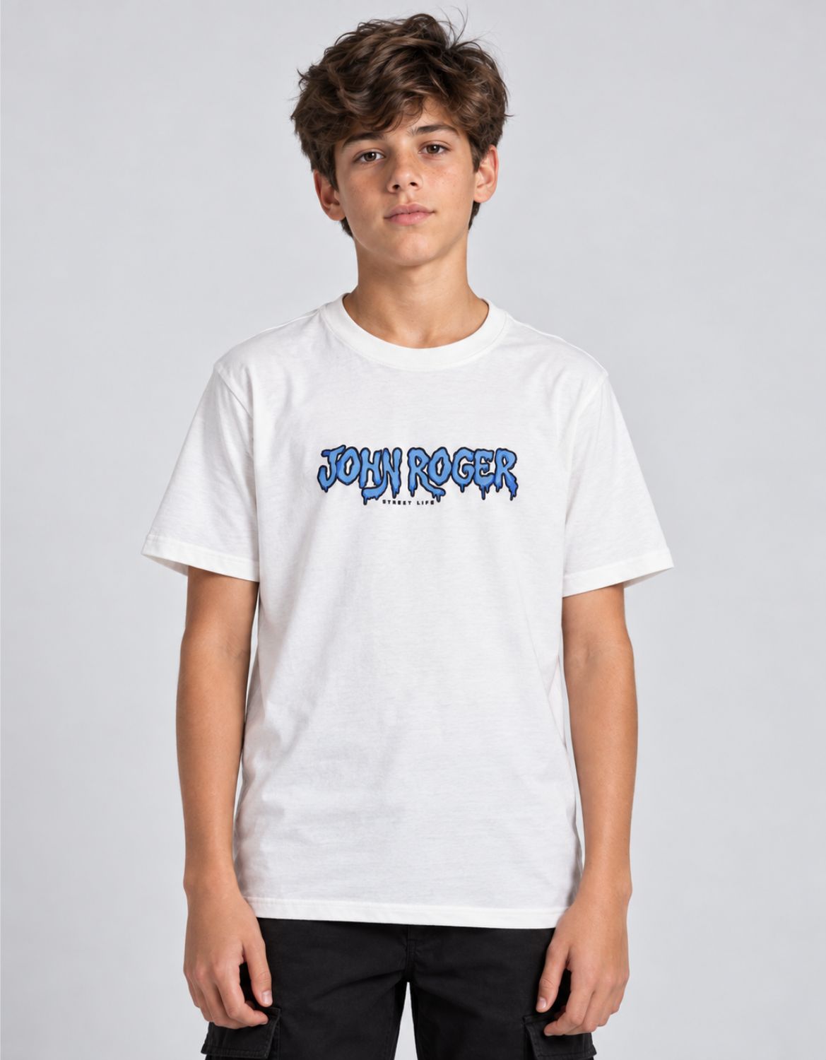 CAMISETA JUVENIL BASIC LIGHT DRIPPY - OFF WHITE