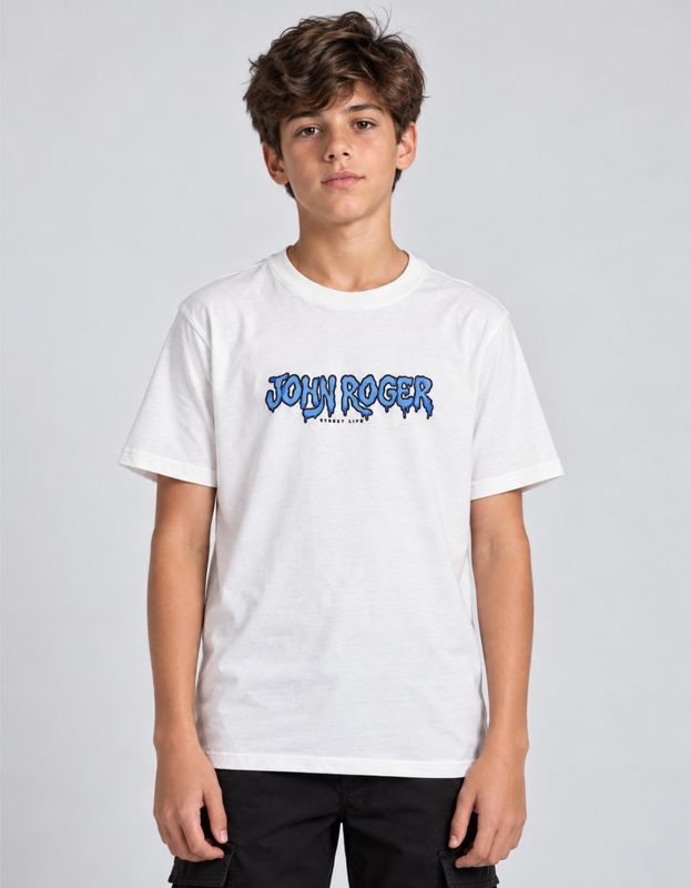 CAMISETA JUVENIL BASIC LIGHT DRIPPY - OFF WHITE