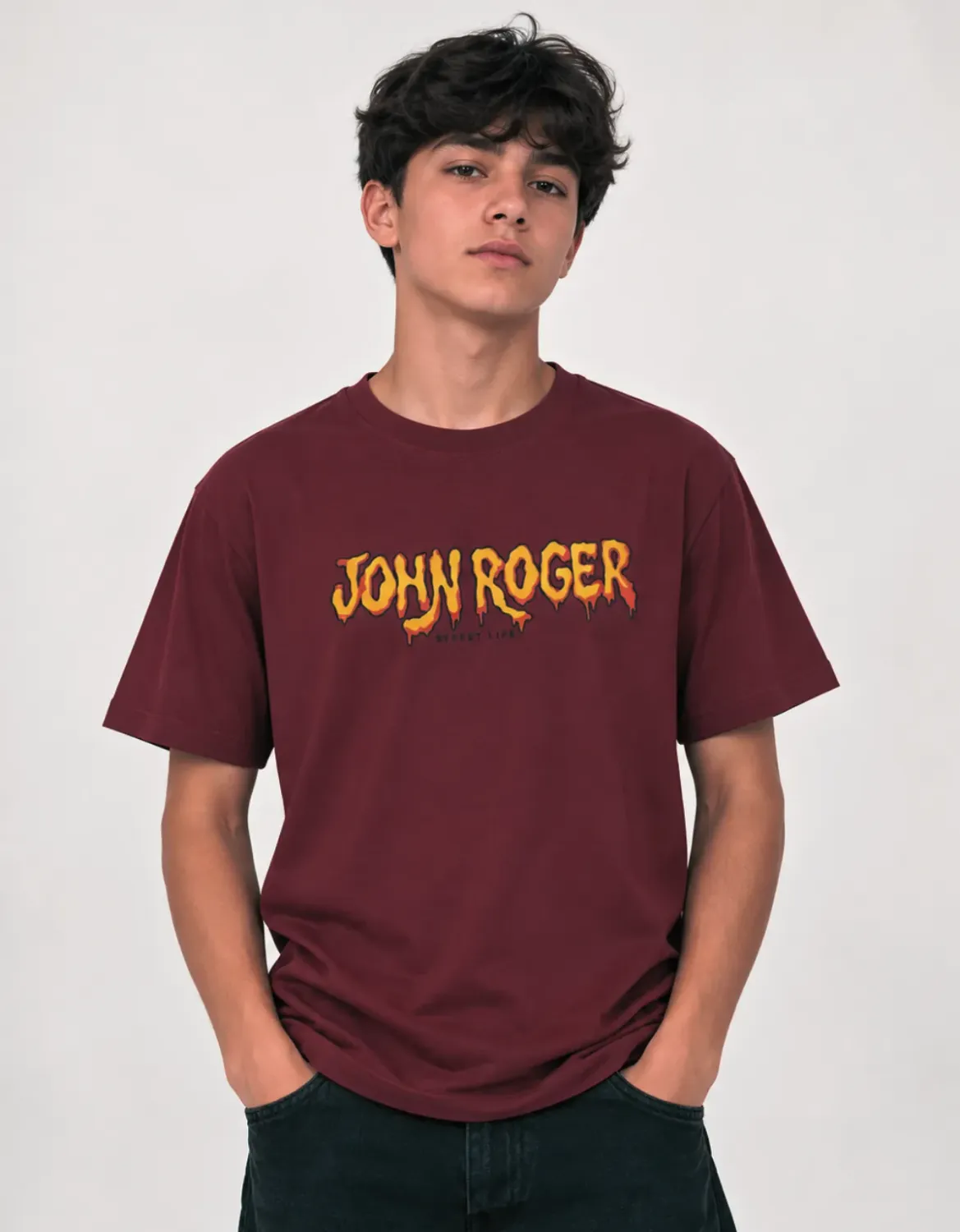CAMISETA JUVENIL BASIC LIGHT DRIPPY - VINHO