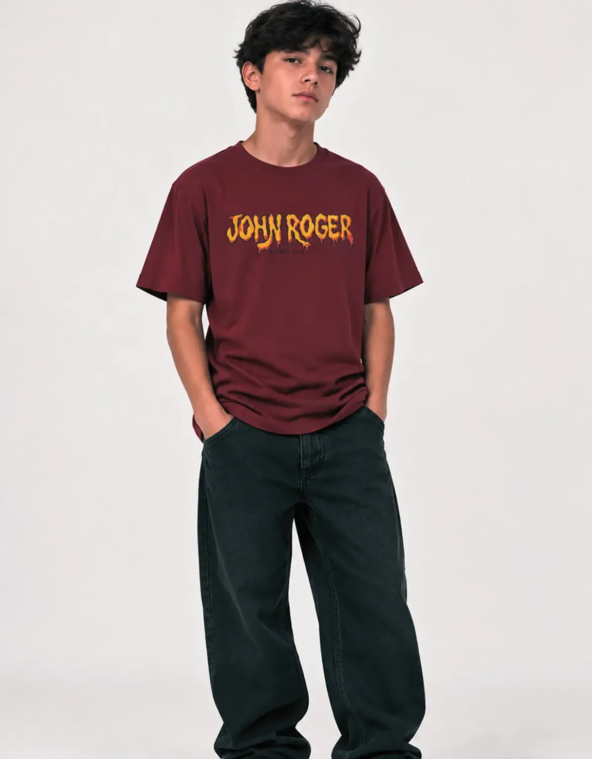 CAMISETA JUVENIL BASIC LIGHT DRIPPY - VINHO