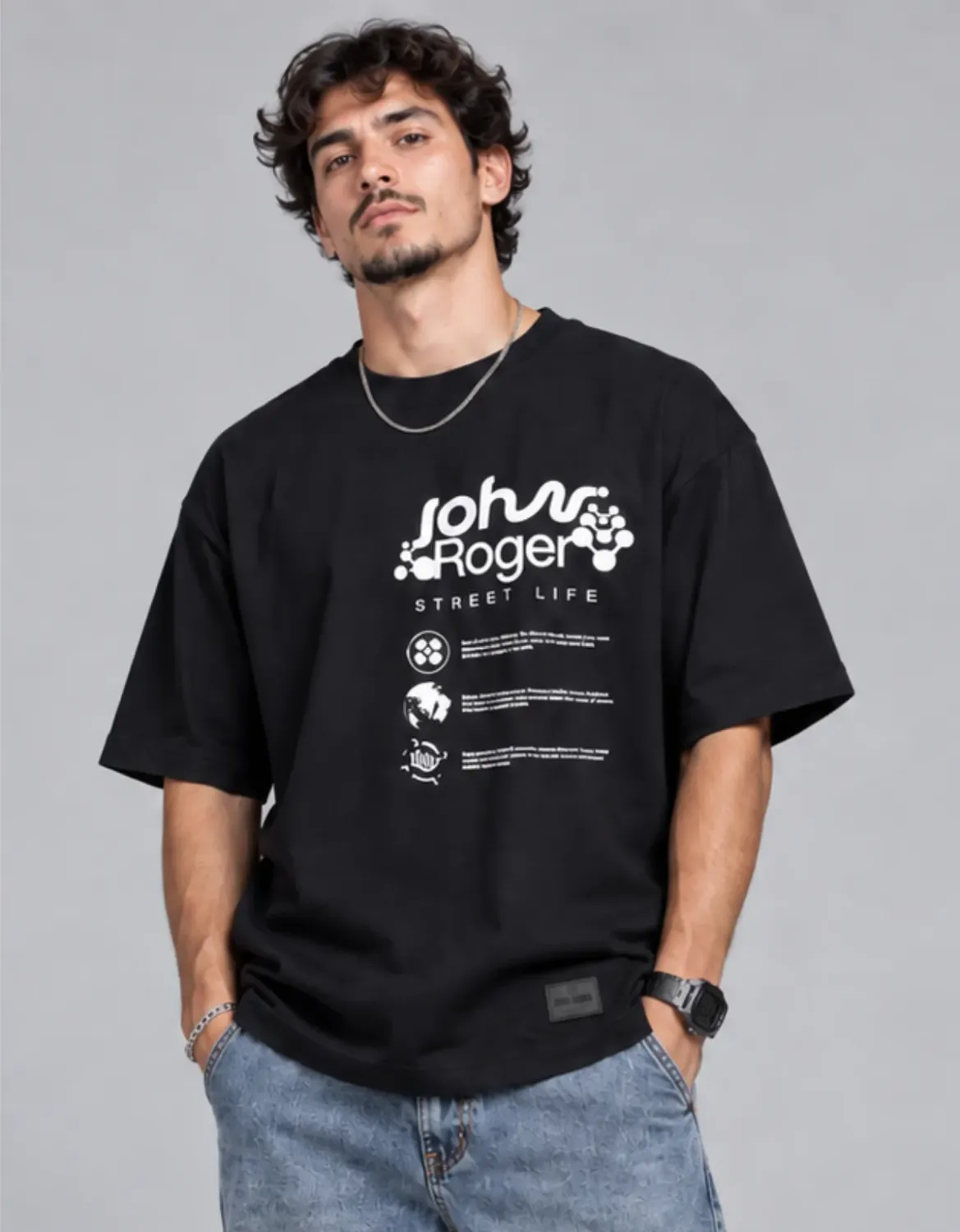 CAMISETA MALHÃO OVERSIZED CODE JR - PRETO
