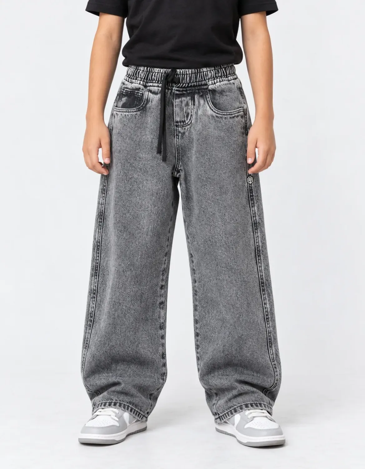 CALCA  BAGGY JUVENIL JOHN ROGER - BLACK MARMORIZADO