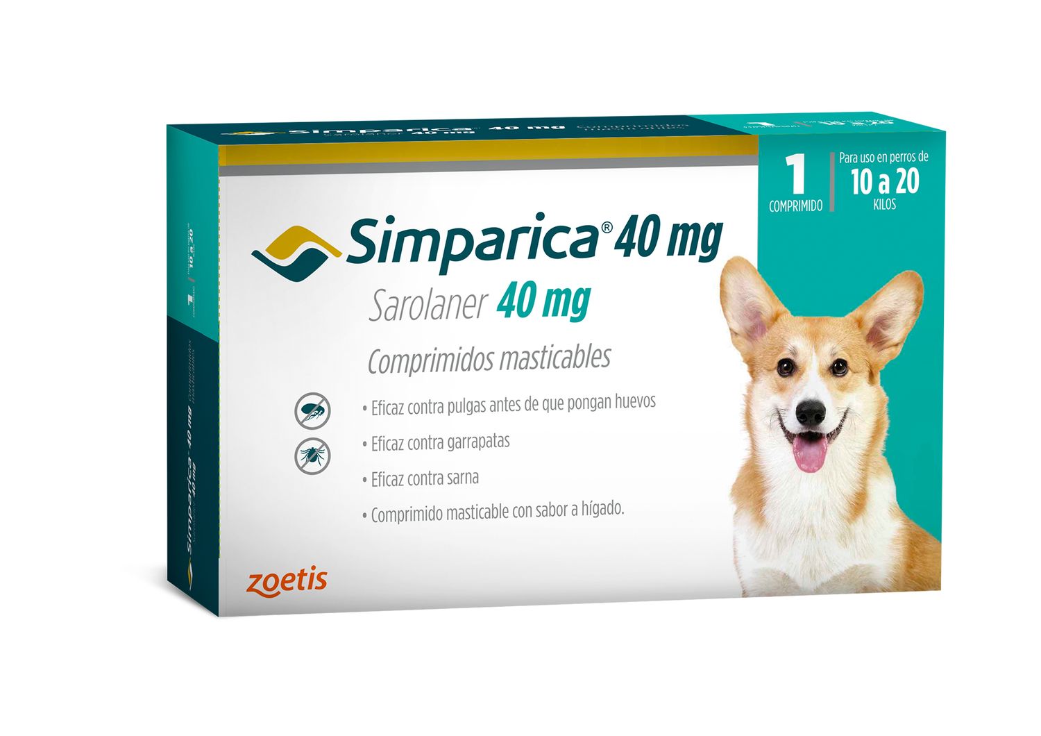 SIMPARICA 10 A 20 KG UNIDAD