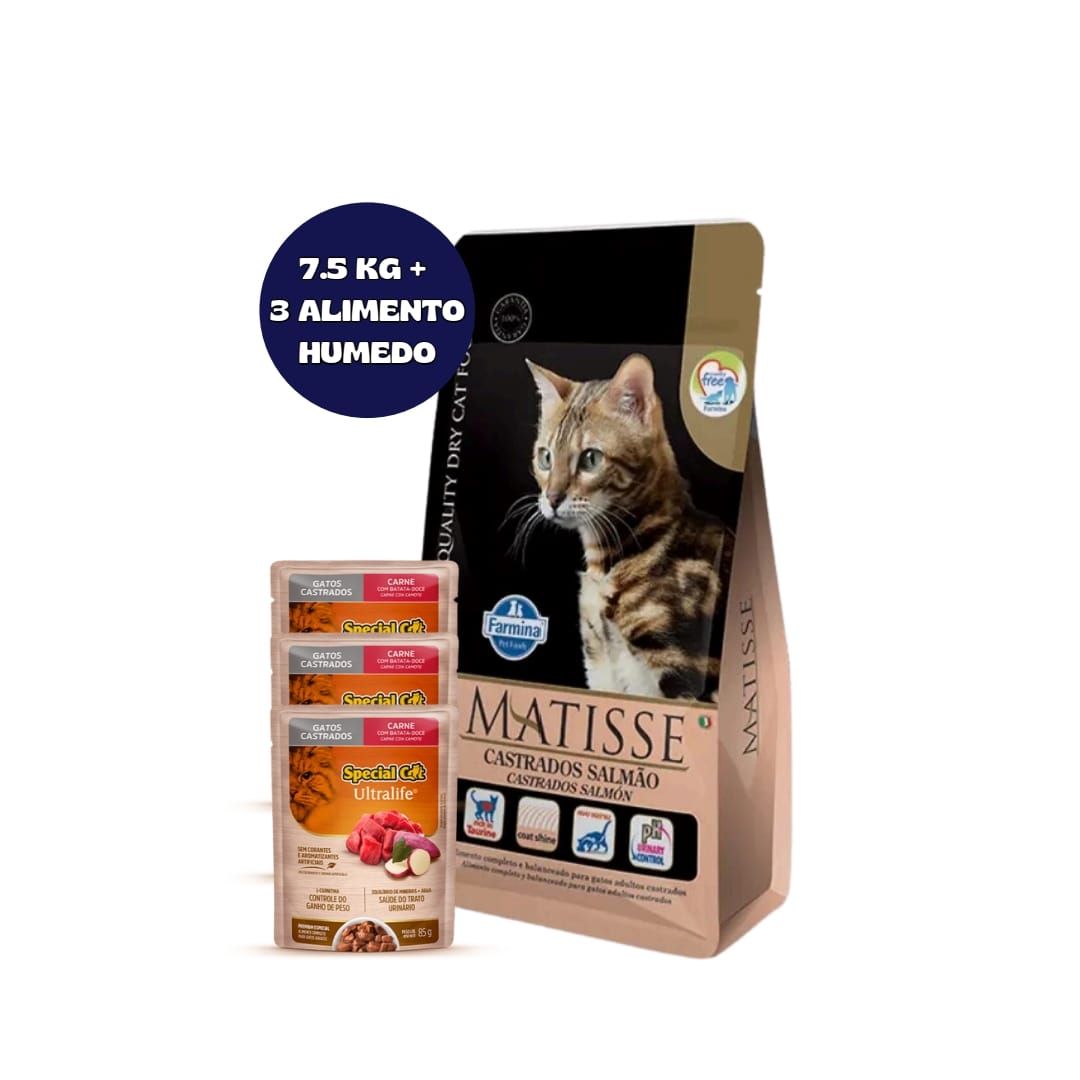 MATISSE CASTRADO SALMON 7.5KG + 3 SALSAS DE REGALO!